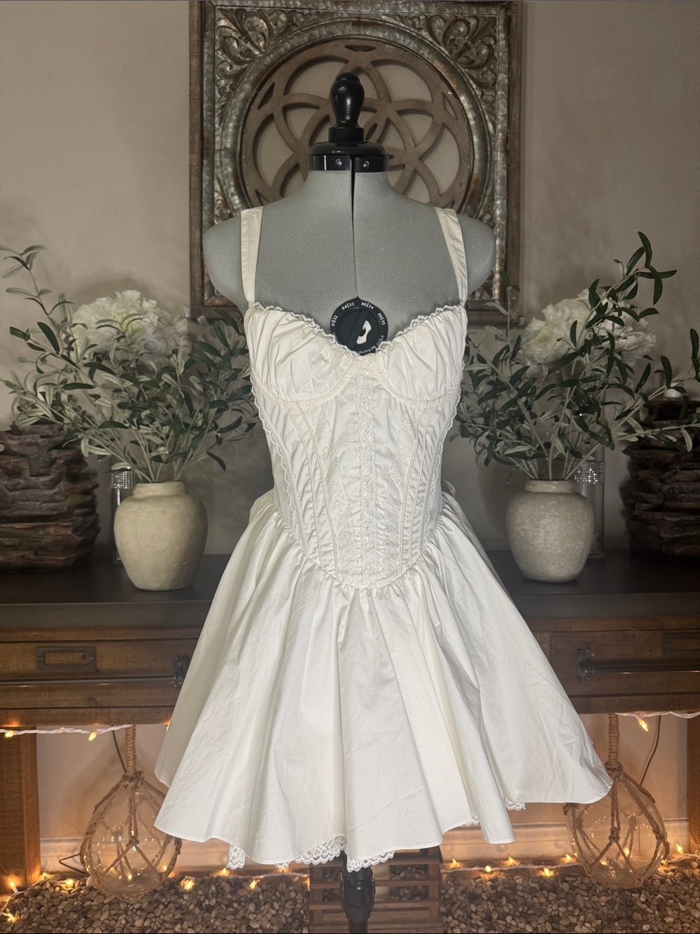 Babyboo White Corset Dress With Bow
